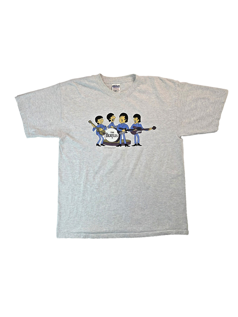 The Beatles Vintage 90s Cartoon Graphic Heathered Gray T Shirt Mens Size XL